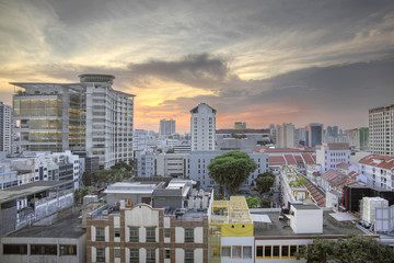 Naklejka premium Bugis Junction in Singapore at Sunset