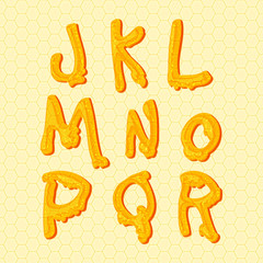 Honey alphabet. Vector letters set.
