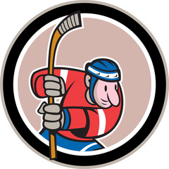 Field Hockey Player With Stick Cartoon