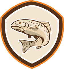 Rainbow Trout Jumping Cartoon Shield