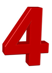 Obraz premium kırmızı renkli 4 sayısı