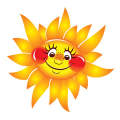 Sun cheerful, smiling. Vector character.