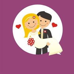Pareja de recién casados. Ilustración vectorial