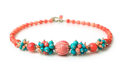necklace of coral and turquoise