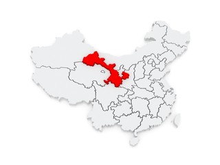 Map of Gansu. China.