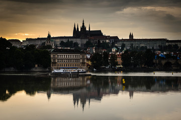 Fototapeta na wymiar Vltava river and a Prague Castle Czech Republic .