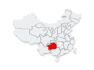 Map of Guizhou. China.