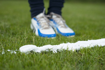 Soccer marking spray free kick line