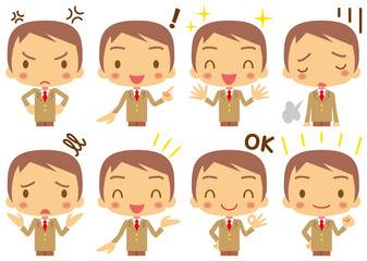 ベージュのブレザーの男子生徒　表情