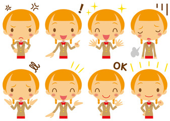 ベージュのブレザーの女子生徒　表情