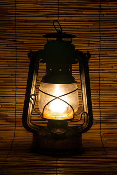 Set with an old rusty lantern