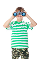 Boy holding binoculars