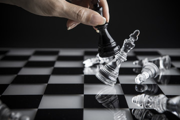 chess pieces　and 　hand