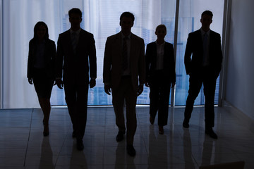 Silhouette Business People Walking In Office