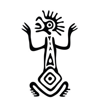 alien in native style, vector illustration