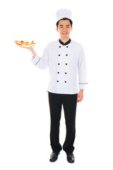 asian male chef isolated white background