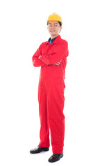 asian male engineer in white background