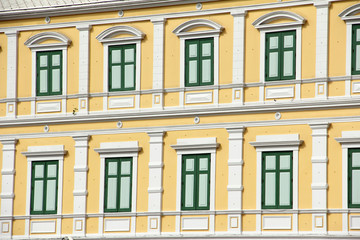 Fototapeta na wymiar old building green color window design