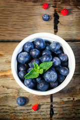 blueberries in the white bowl