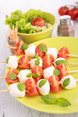 tomato and mozzarella kebab