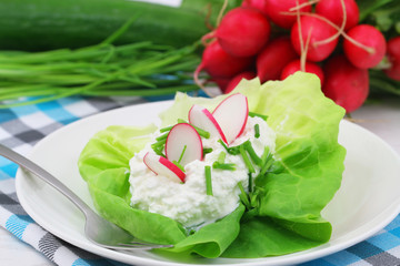 Cottage cheese with radish and chives