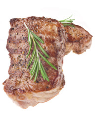 Grilled steak on white background