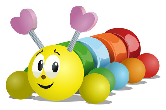 Vector format of caterpillar toy on wheels