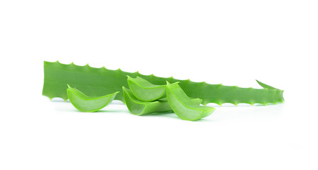 aloe vera fresh leaf. isolated over white