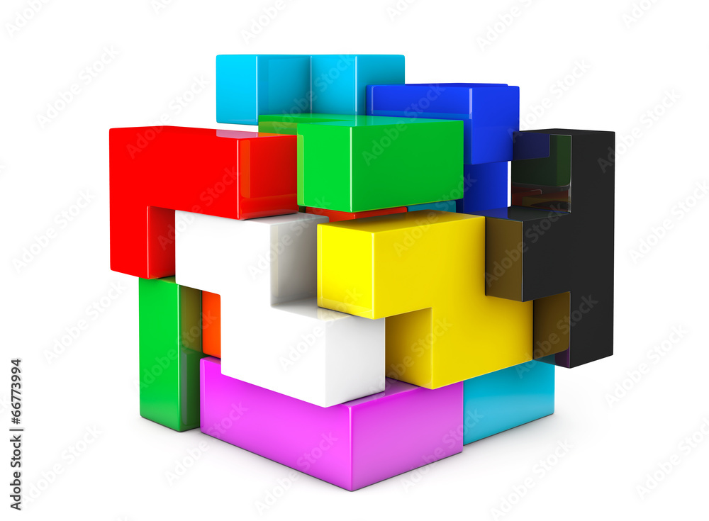 Poster multicolour cube brain teaser game