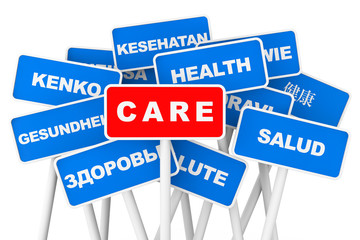 Health Care multilanguages banner signs