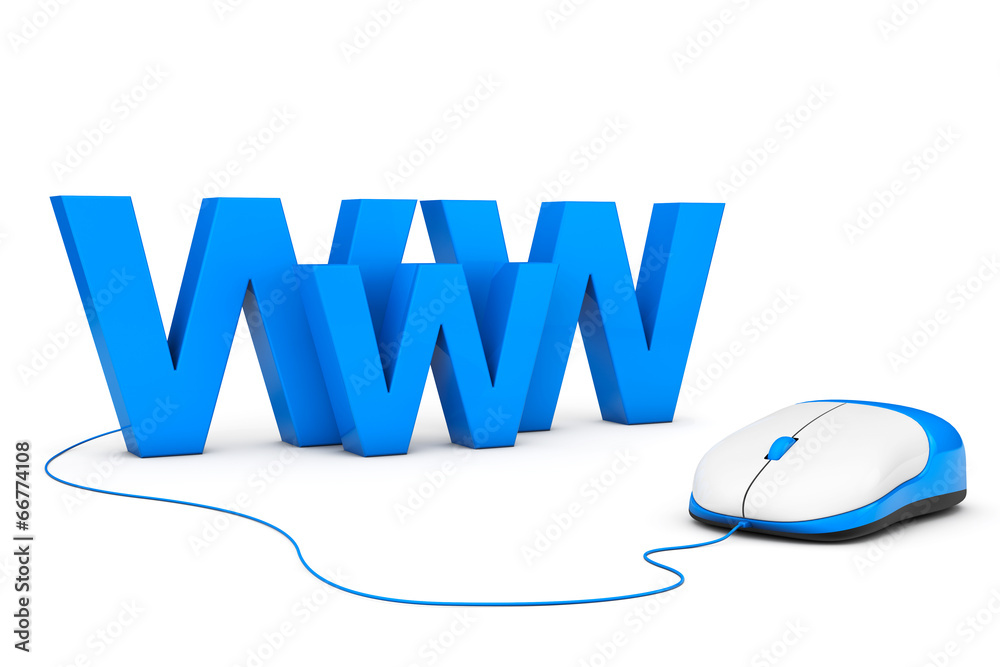 Aufkleber Internet Concept. WWW sign connected to computer mouse
