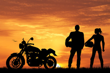 Naklejka premium pair of motorcyclists