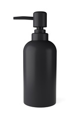 Black rubber bottle for liquid soap with dispenser pump