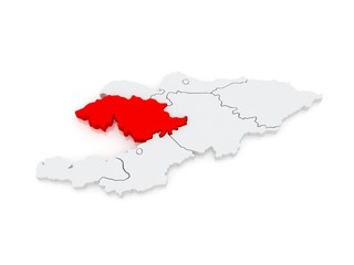Obraz premium Map of Jalal-Abad Province. Kyrgyzstan.