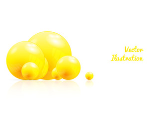 Abstract background with glossy yellow spheres