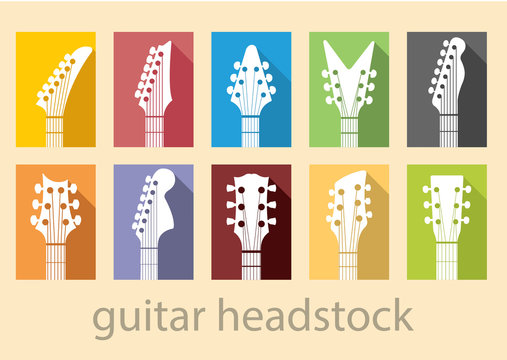 guitar headstock vector set