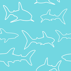 Sharks, seamless pattern, vector illustration