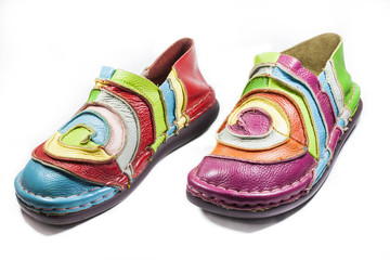 Bright multicolored leather shoes