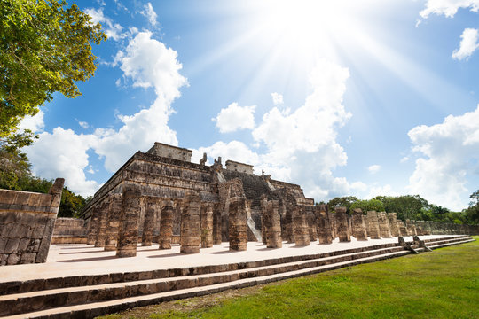 Temple and columns, Chichen Itza, Mexico