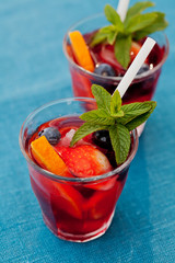 Refreshing sangria (punch) with fruits