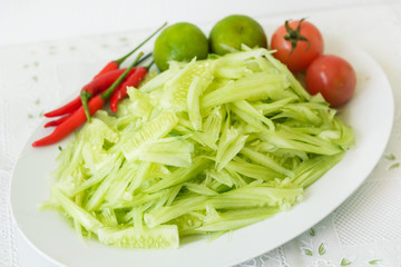 Prepared Thai style cucumber spicy salad
