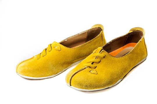 Bright yellow leather shoes