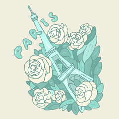 romance in Paris background vector Illustration, hand drawing