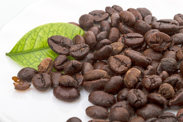 Fresh coffee beans  close-up