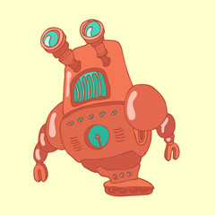 Robots vector, robot toy vector Illustration, hand drawing