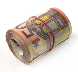 50 euro banknote folded in a roll