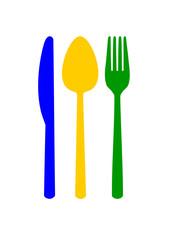 Colourful cutlery .