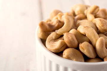 Cashew nuts close up