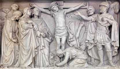 Fototapeta na wymiar Mechelen - Crucifixion of Jesus - Our Lady across de Dyle