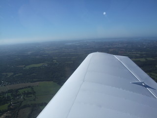 Beautiful lansdcape sky on a plane